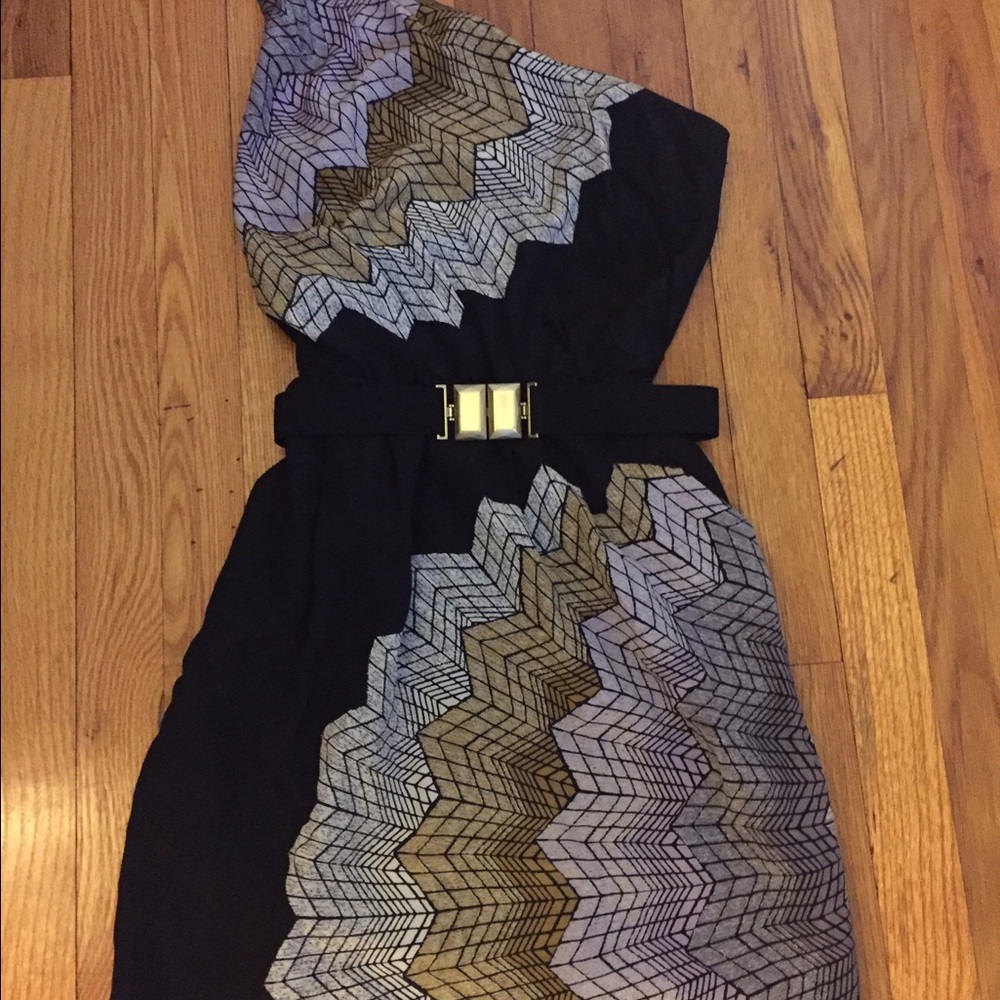 One shoulder printed BCBG Maxazria cocktail dress